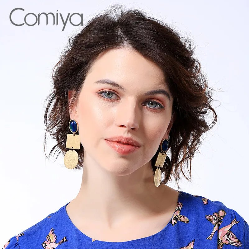 Comiya Висячие серьги для женщин Золотой цветной цинк сплав геометрические