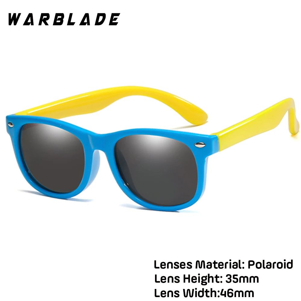 blue yellow WarBlade зеркальные детские солнцезащитные очки TR90 для мальчиков и девочек, поляризационные силиконовые защитные солнцезащитные очки, подарок для детей, малышей, UV400, Gafas - Цвет линз: blue yellow