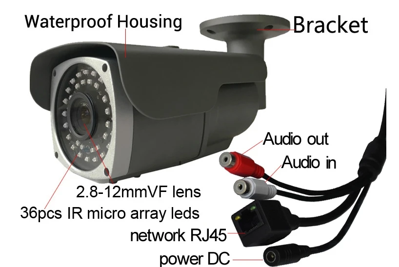 Уличная водонепроницаемая IP-камера CCDCAM H.265 5 мп 2 8-12 мм варифокальный объектив ик
