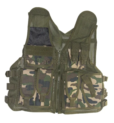 Woodland camo Тактический военный Molle сетчатый жилет Многофункциональный Открытый регулируемый камуфляж черный Быстросохнущий рыболовный жилет охотничья куртка одежда - Цвет: Woodland camo