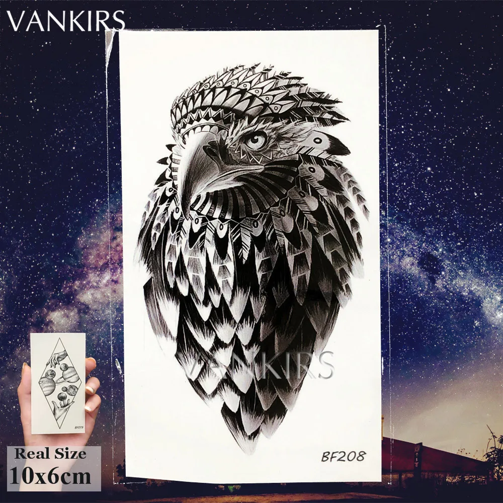 VANKIRS 3D Raccoon Tattoos Temporary Women Arm Stickers Sexy Owl Men Tattoos Waterproof Moon Geometric Planet Tatoos Supplies - Цвет: VBF208