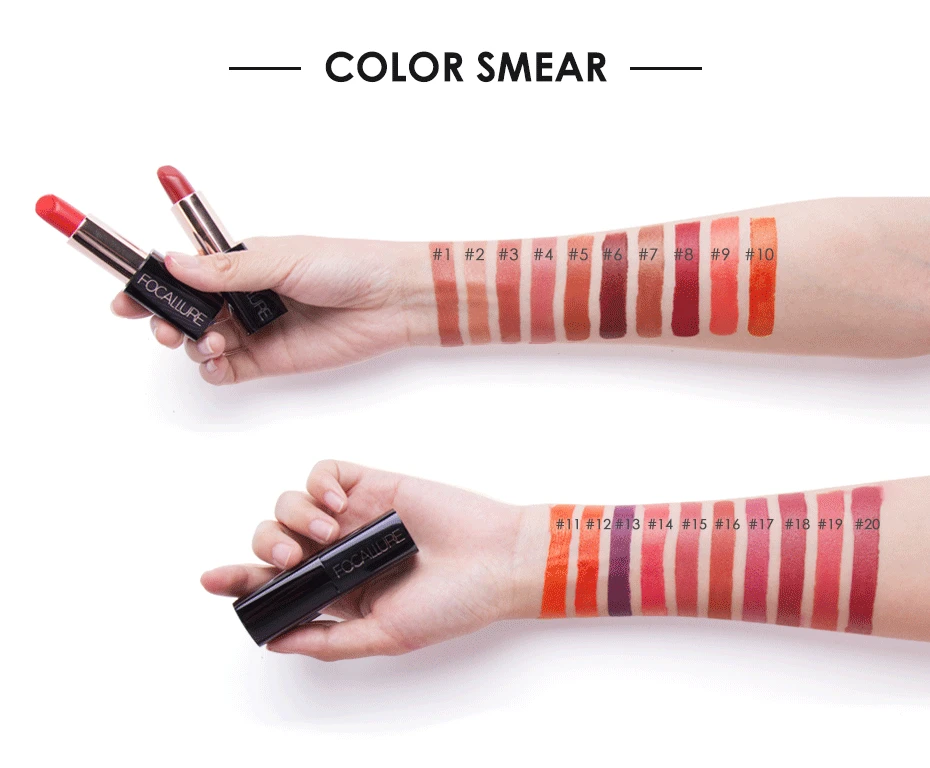 FOCALLURE Moisturizer Matte Lipstick 20 Colors High Quality Red Lip Sticks Easy to Wear Long-lasting Make up