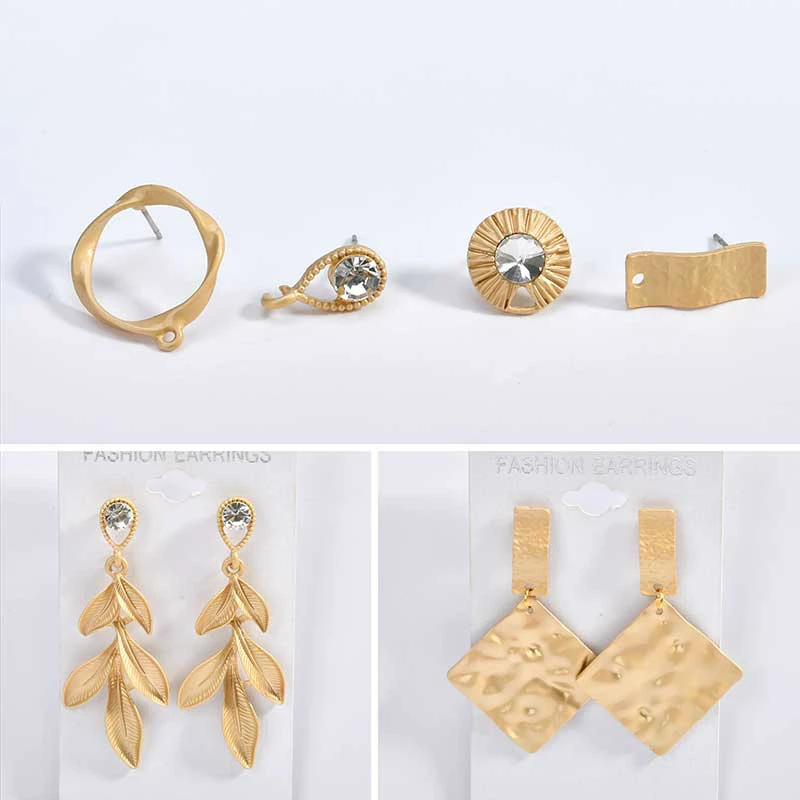 Retro Asian gold geometric joker embossed round water drops DIY ear earrings accessories in Europe and America 6 pieces | Украшения и