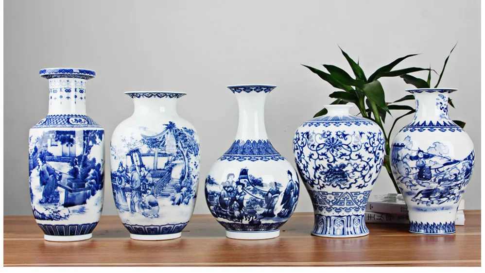 Classic Chinese Blue And White Ceramic Vase Ancient Tabletop Porcelain Flower Vase For Hotel Dining Room wedding Decoration