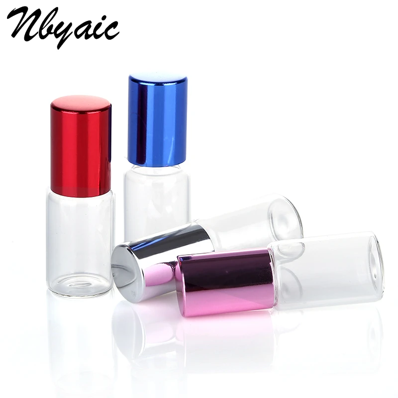 

5ml10ml 48pcs Transparent Glass Roll On Essential Oil Empty Perfume Bottle Stainless Steel Roller Ball Refillable Makeup Tools