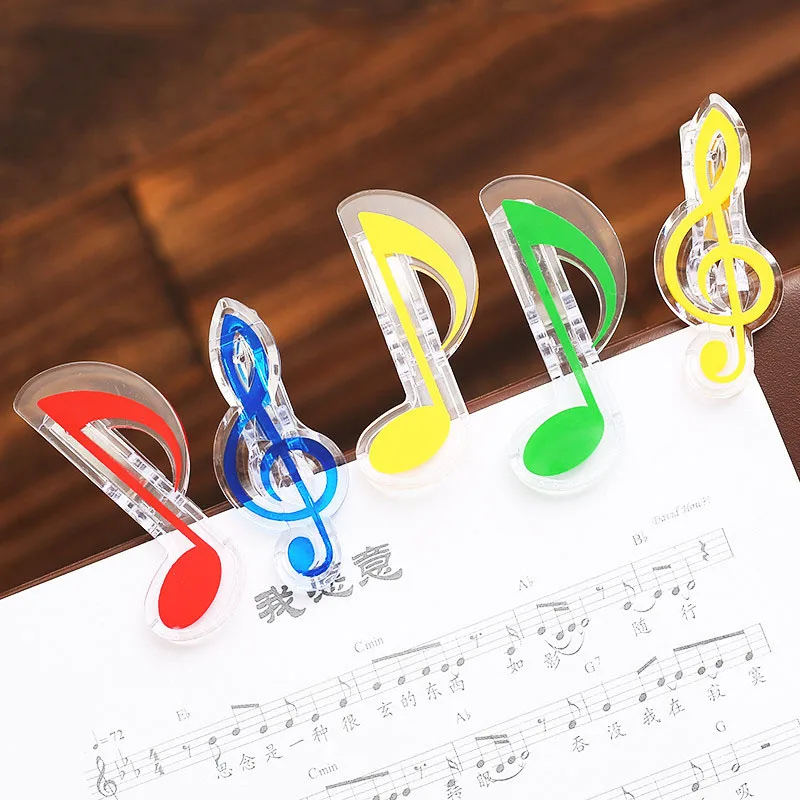 

2pcs Innovative Musical Note Clips Book Page Clips Kawaii Stationery Folder Clip Photos Tickets Notes Letter Paper Clip