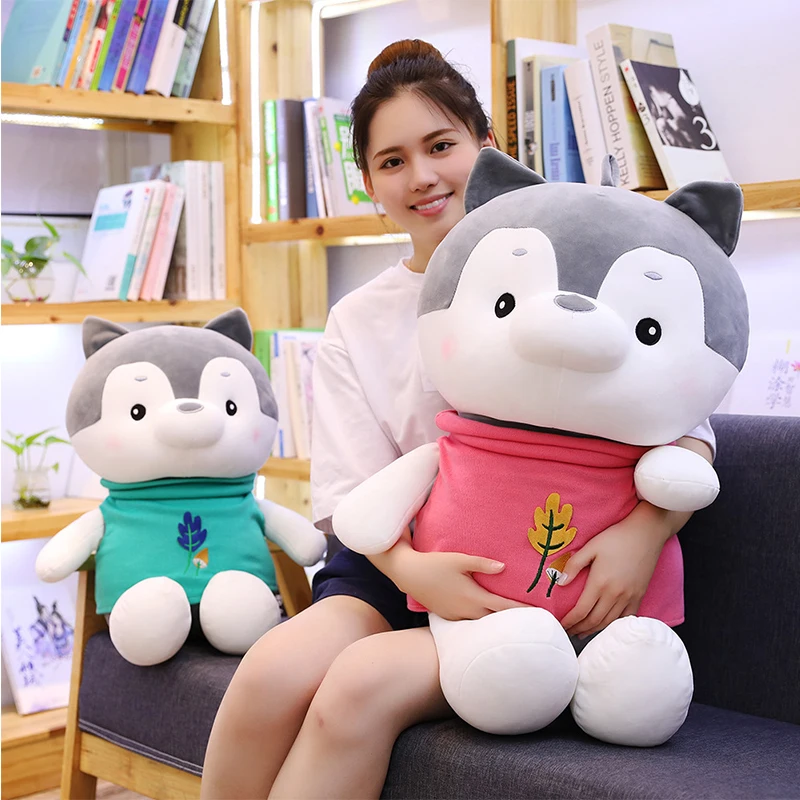 Милая плюшевая игрушка хаски в аниме-стиле мягкая мультяшная подушка виде