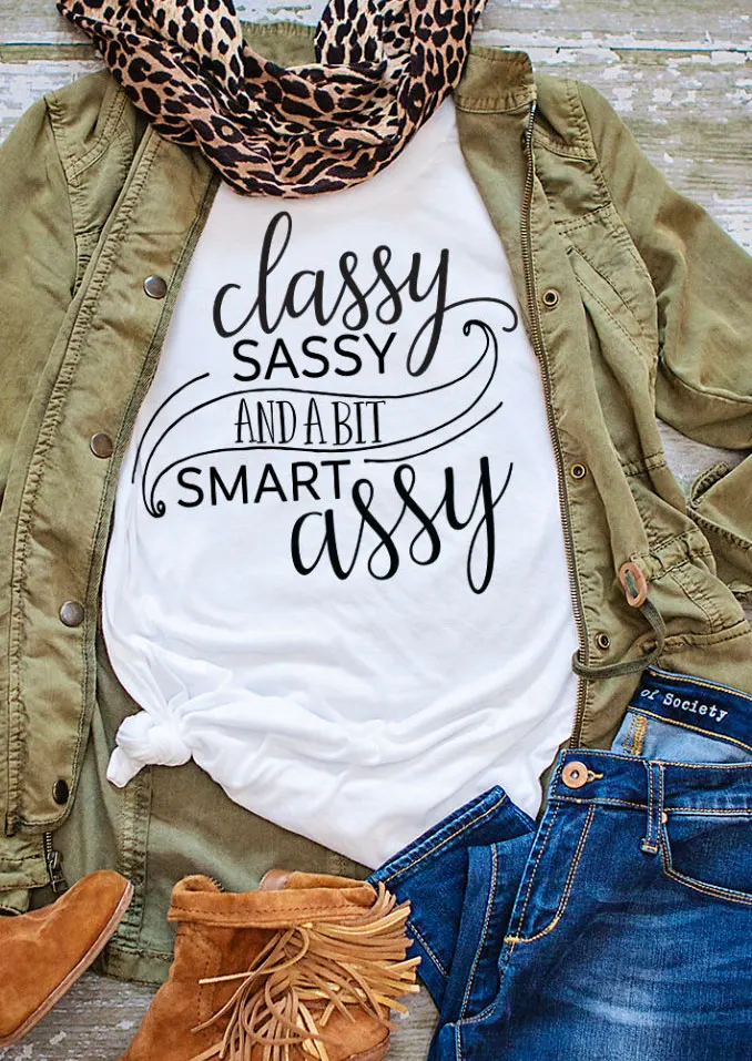 Стильная футболка Sassy и A Bit Smart Assy Женская забавная графическая повседневные