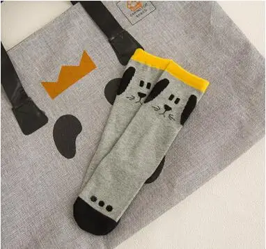 Calcetines zorro/Детские гольфы Разноцветные носки Тоторо, Детские Зимние гольфы, chaussette enfants, Носки с рисунком для девочек - Цвет: grey dog