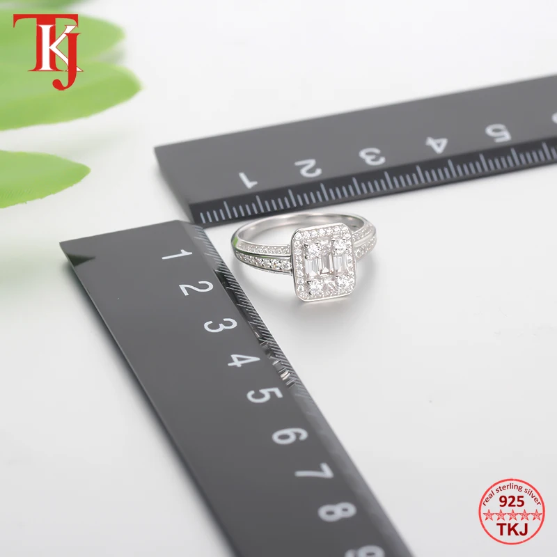 TKJ Real 925 Sterling Silver Engagement Ring AAA Cubic Zircon Female Women Wedding Band Rings Party Anniversary Jewelry Gift | Украшения и