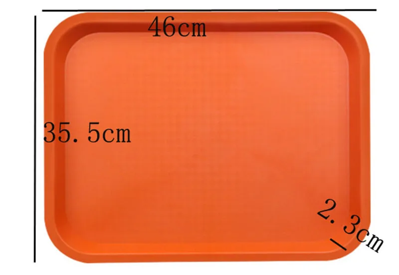orange 46x35.5x2.3 ABS Противоскользящий пластиковый поднос коричневый красный зеленый желтый цвет пластиковая тарелка фруктовый поднос Ресторан змейка бар чай торт хлеб еда блюдо - Цвет: orange 46x35.5x2.3