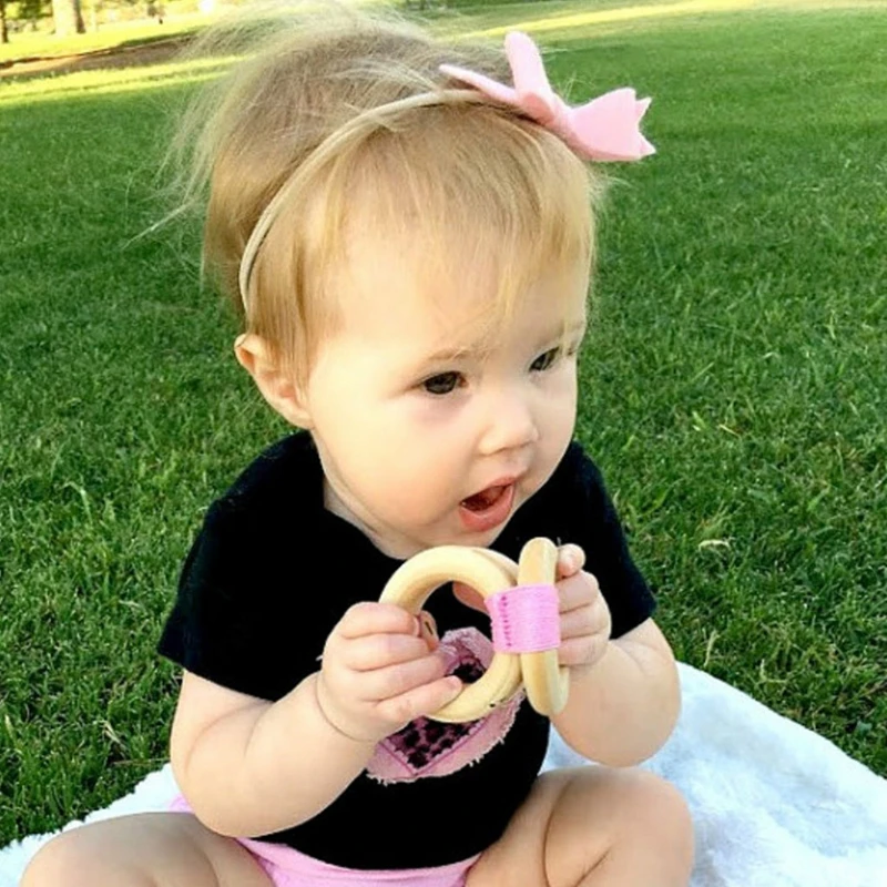 Прорезыватель из натурального круглого дерева браслет Новорожденный ребенок