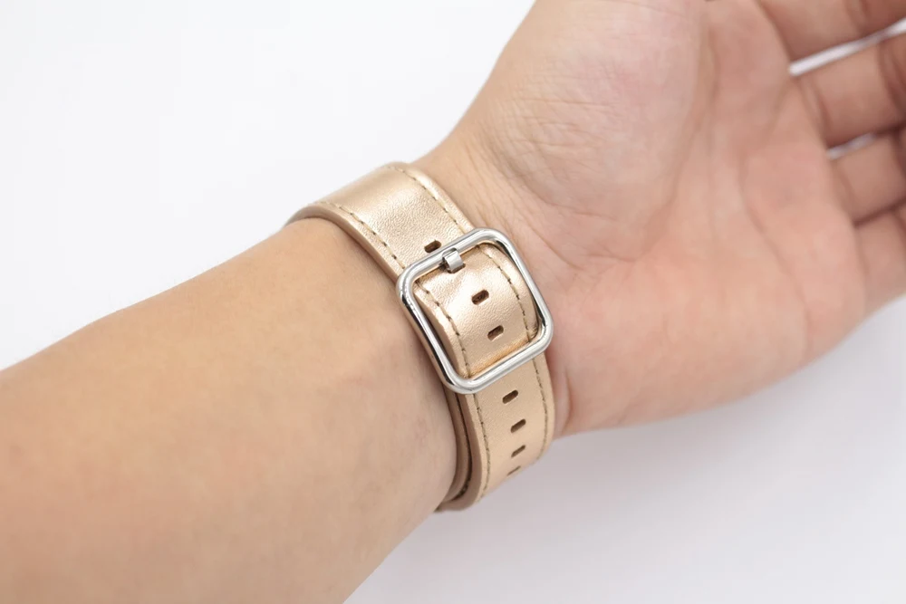 URVOI кожаный ремешок для apple watch серии 4, версия 1, 2, 3, ремешок из телячьей кожи ремешок для наручных часов iwatch, классические квадратные пряжки GEN.2 40/44 мм