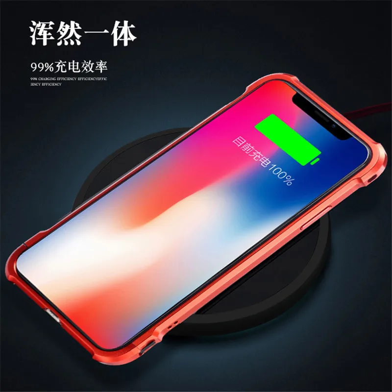 Противоударный для iphone X XS MAX корпус металлический каркас + закалённое защитное