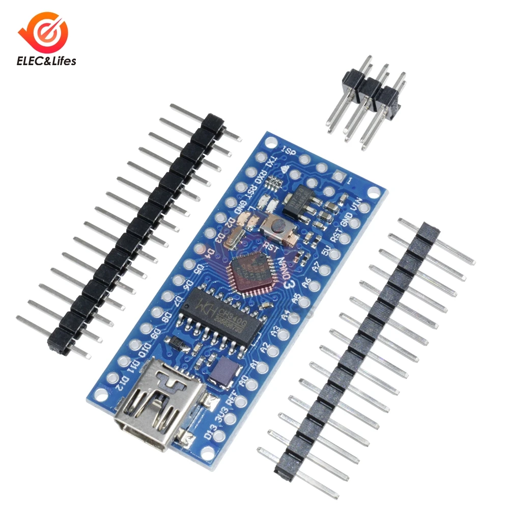Фото Плата преобразователя Mini USB Nano V3.0 3,0 ATmega168 CH340 CH340G UART-USB для Arduino NANO V3 16 МГц, модуль микроконтроллера 3,3 в-5 в №1