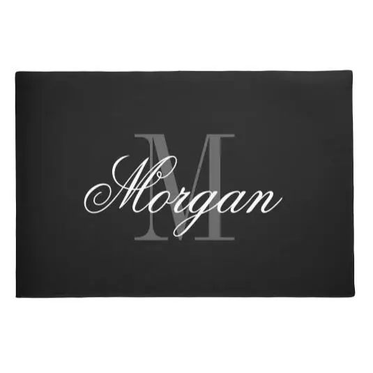 Мода черный, белый цвет монограмма Семья название запись коврик передняя дверь Добро пожаловать индивидуально подобранная коврики элегантные рождественские украшения для дома подарки