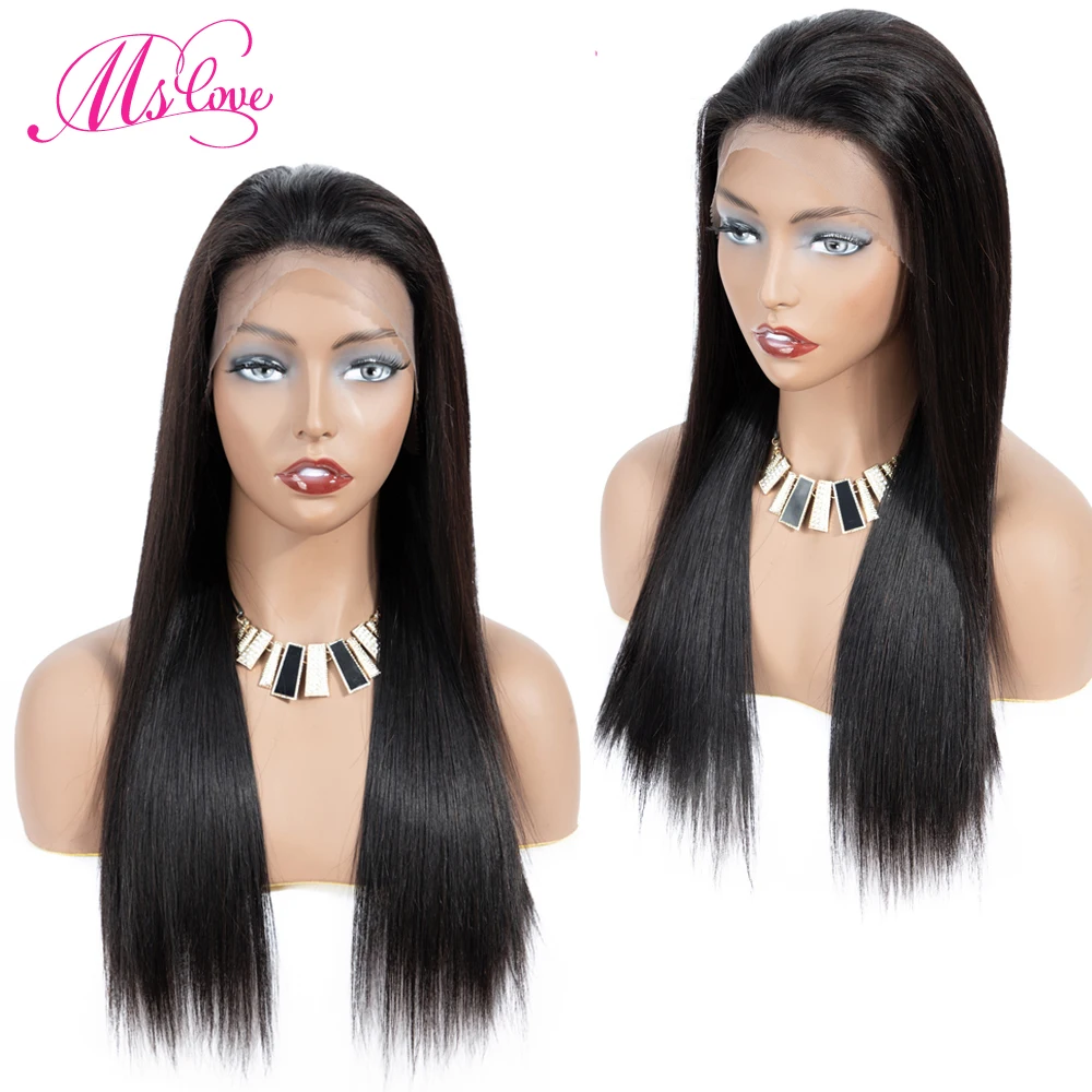 MS Love 13x4 парики из натуральных волос на кружеве прямые бразильские для черных
