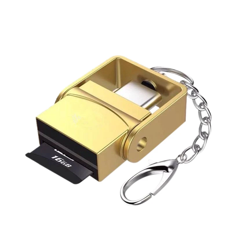 HOT-2In1 Usb 3.1 Type C Usb-C Tf Micro-Sd Otg Card Reader For Samsung Galaxy S9 Type-C Phone Otg Card Reader - Цвет: Gold
