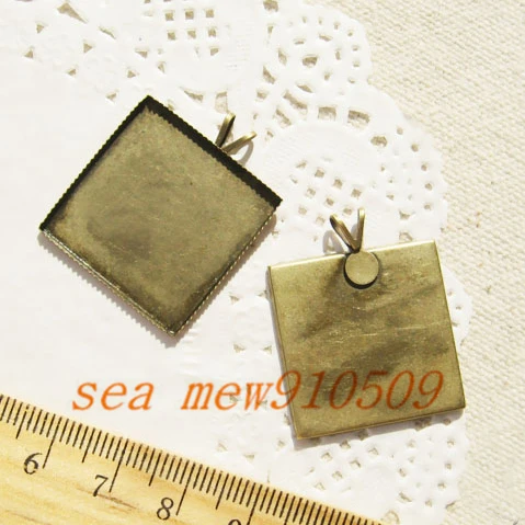 Квадратный кабошон Размером 25 мм подвеска в винтажном стиле под античную бронзу