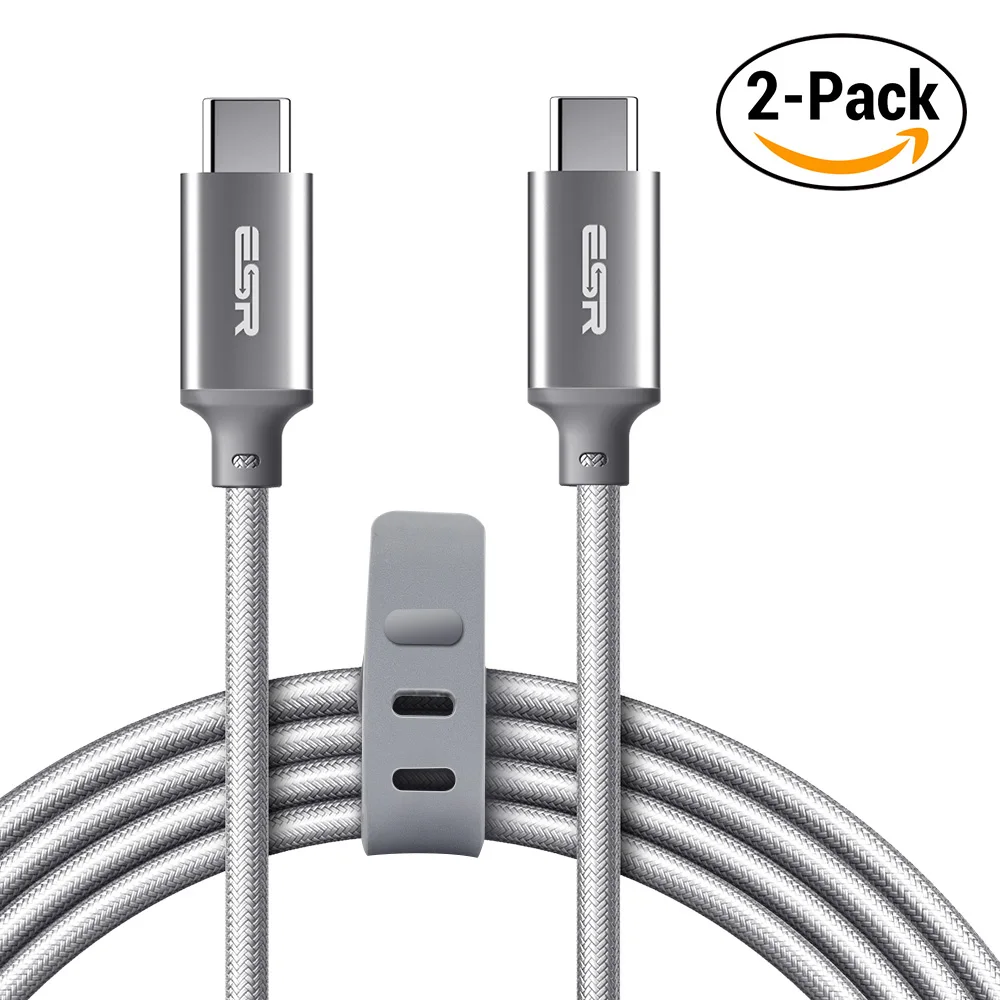 USB-C-USB-C кабель USB 2,0, ESR 2 шт. в упаковке, синхронизация данных, быстрая зарядка 2 м, кабель type C-type C для MacBook, samsung S8, LG G6