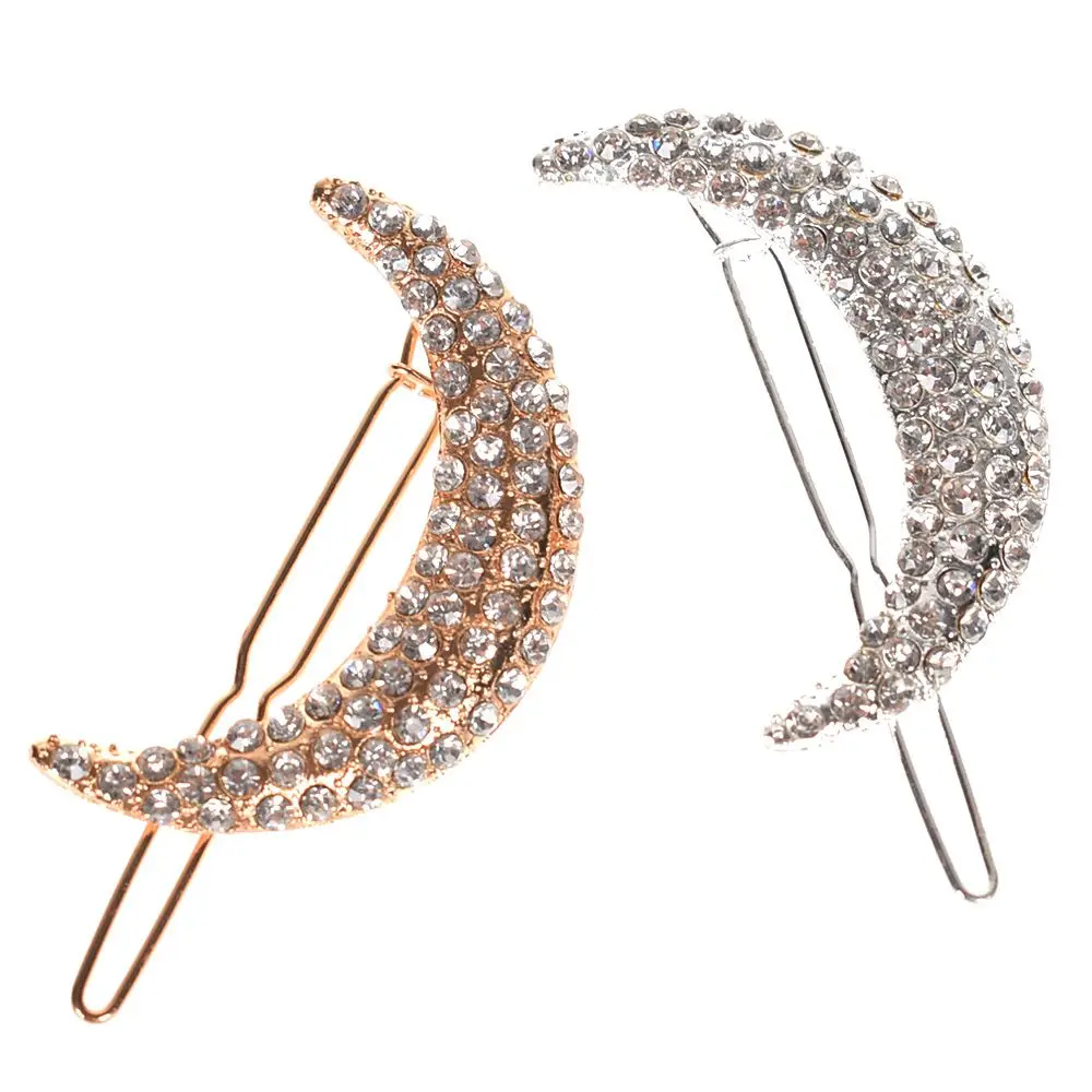 

1PC Fashion Style Women Girls Shinning Crystal Moon Rhinestone Hair Clips Lady Hairpins Clamp Accessories