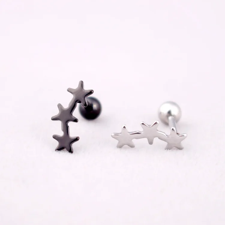 Новое поступление женские серьги с тремя звездами из нержавеющей стали цвет