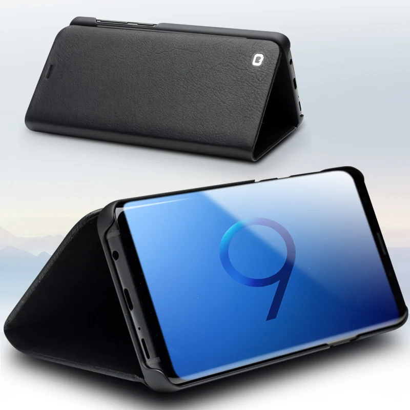 Чехол QIALINO из натуральной кожи для Samsung Galaxy s9 откидной ручной работы роскошный