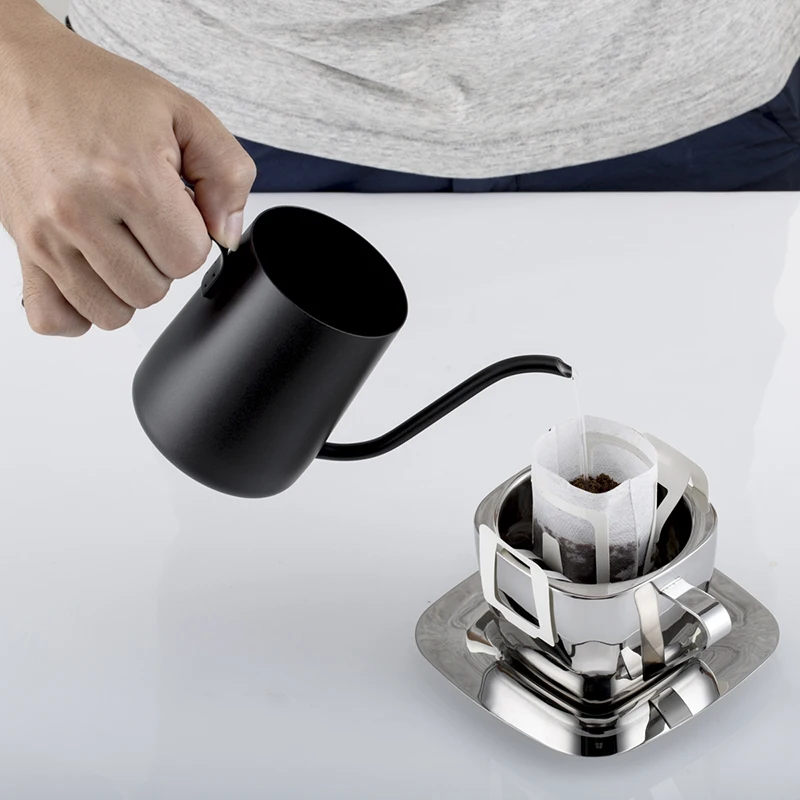 90/150/240ml Stainless Steel Coffee Cup Set Double Anti-hot Insulation Cups Creative Square Tea Cup and Saucer Milk Mug