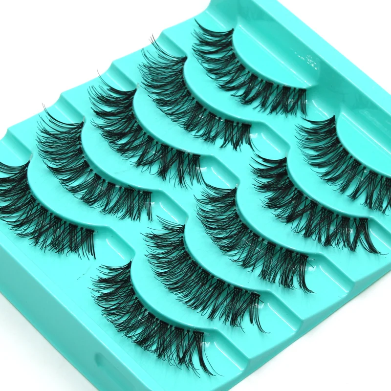 

YOKPN New Stage Nude Makeup False Eyelashes Naturally Thick Crisscross Messy Fake Eyelashes Handmade Transparent Stems Lashes