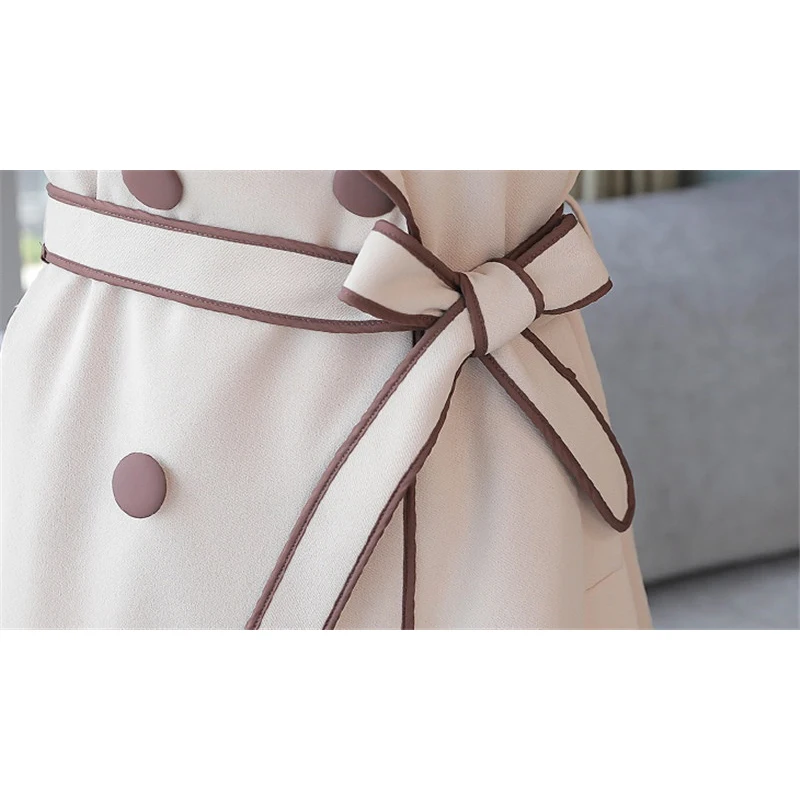 

IOQRCJV Autumn Winter Women's Casual Trench Coat Korean Long Vintage Windbreaker With Belt Waist Outerwear Loose Clothing L235