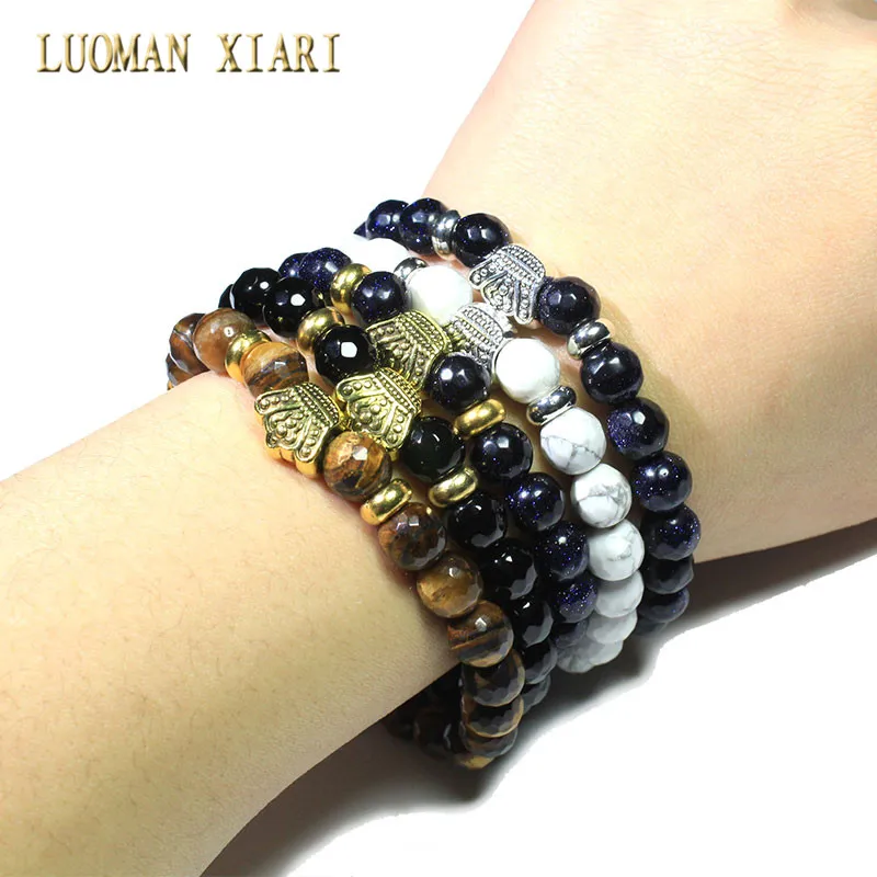 Оптовая продажа 8 мм Корона лицом бусины тигровый глаз натуральный камень