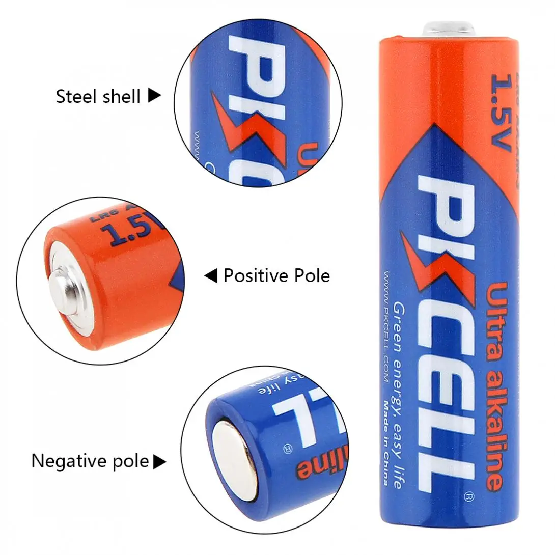 PKCELL 4pcs AA LR6 1.5V MN1500 Alkaline Dry Battery E91 AM3 Primary Batteries for Camera / Mouse Shaver High Quality|Батарейки| |