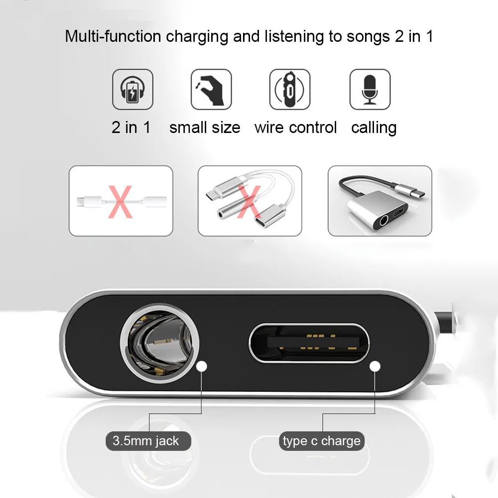Адаптер зарядного устройства для Samsung Huawei Xiaomi Mi 9 Type C Jack AUX преобразователь