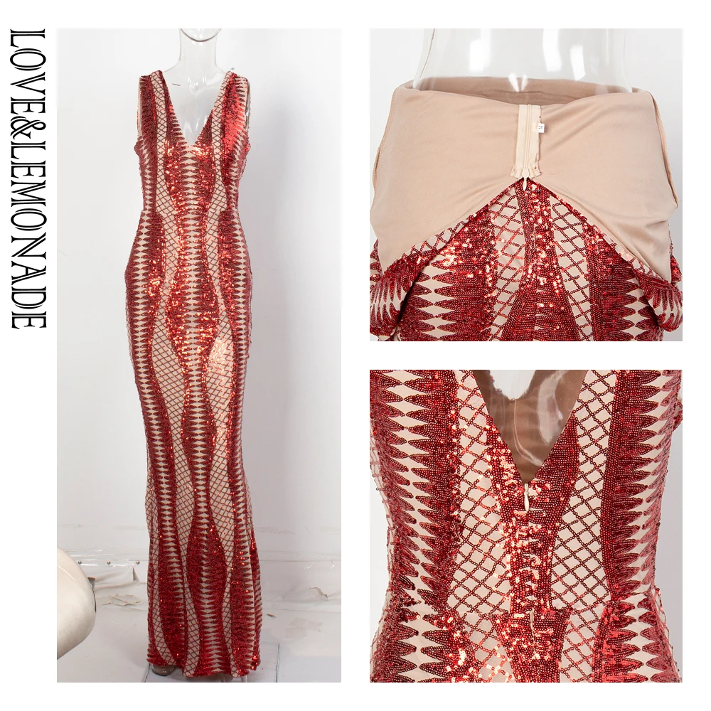 LOVE &amp LEMONADE сексуальные красные с глубоким v-образным вырезом геометрические