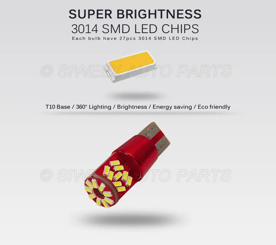 4 шт. высокое качество T10 W5W 194 168 27SMD 3014 Светодиодный белый автомобильный источник