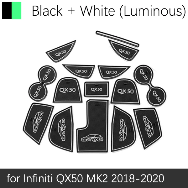 Противоскользящими резиновыми затворный слот коврик для Infiniti Q50 QX30 QX50 QX56 QX80 JX35 QX60 аксессуары наклейки 2010 20012 - Название цвета: White QX50 18-20