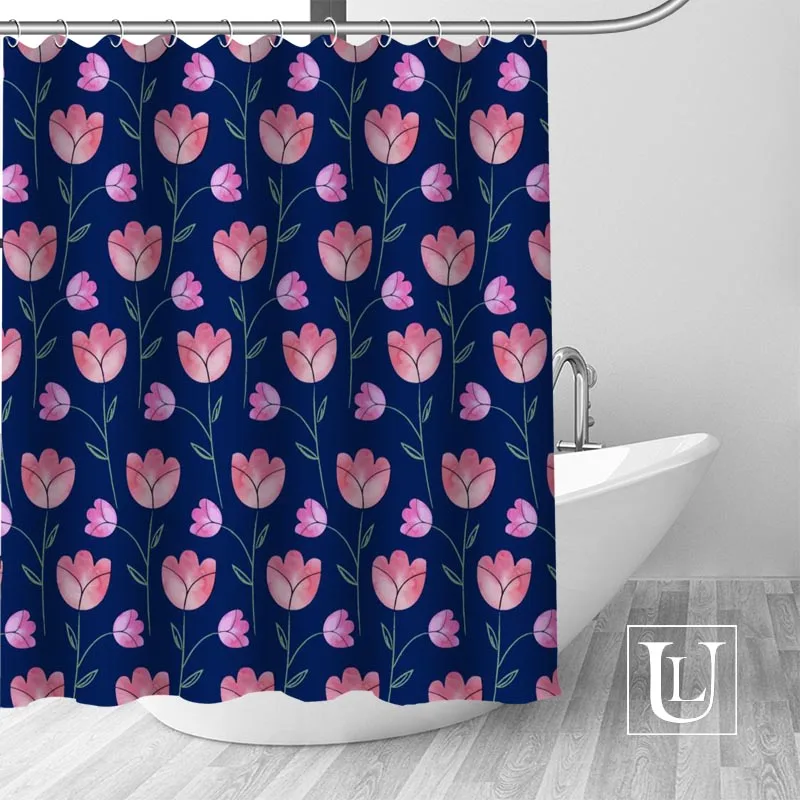 

Best Nice Custom flowers pattern Shower Curtain Personalized pattern Bath Curtain Waterproof Fabric For Bathroom more size
