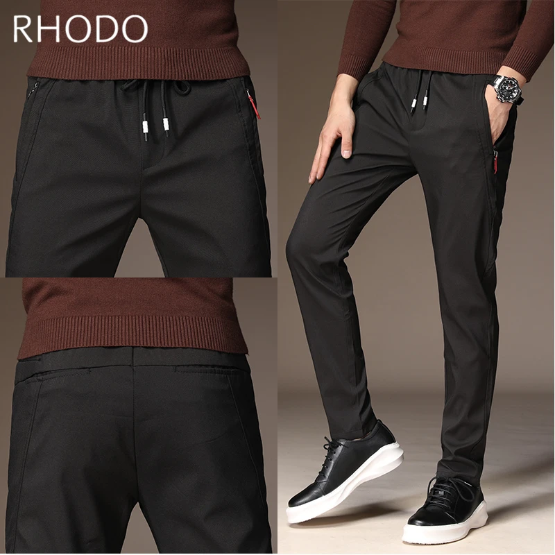 Новые мужские повседневные штаны модные эластичный пояс Slim Fit прямые брюки 28