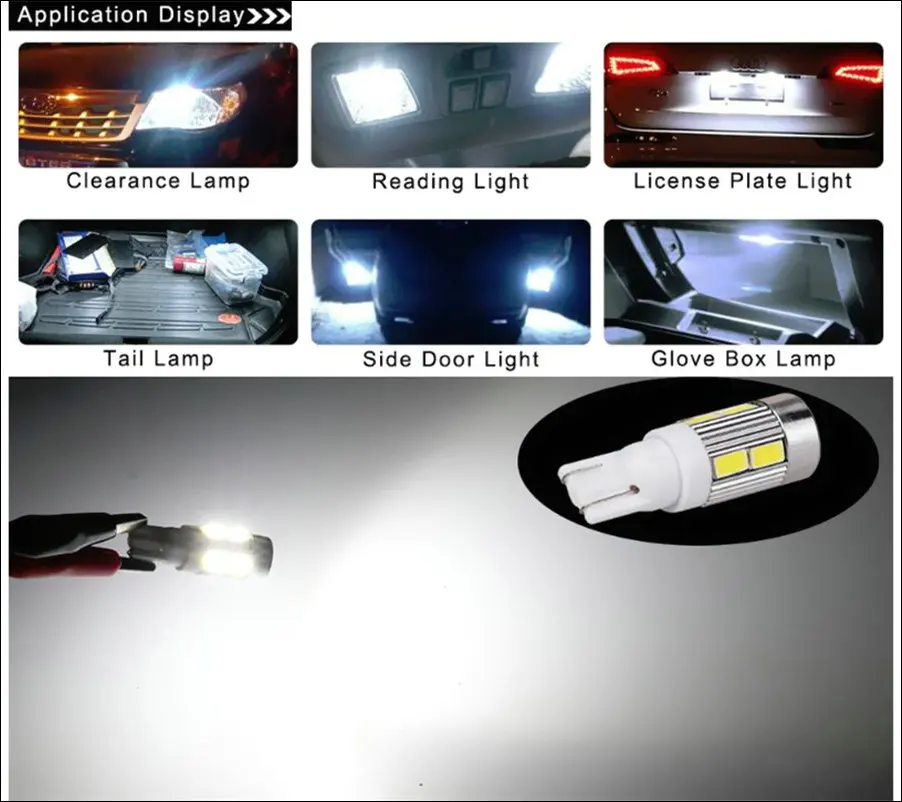 1x T10 194 192 921 супер яркий 10 SMD 5630 5730 СВЕТОДИОДНЫЙ Автомобильный парковочный