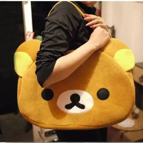 Популярная Милая большая сумка Rilakkuma через плечо плюшевая для отдыха коричневый