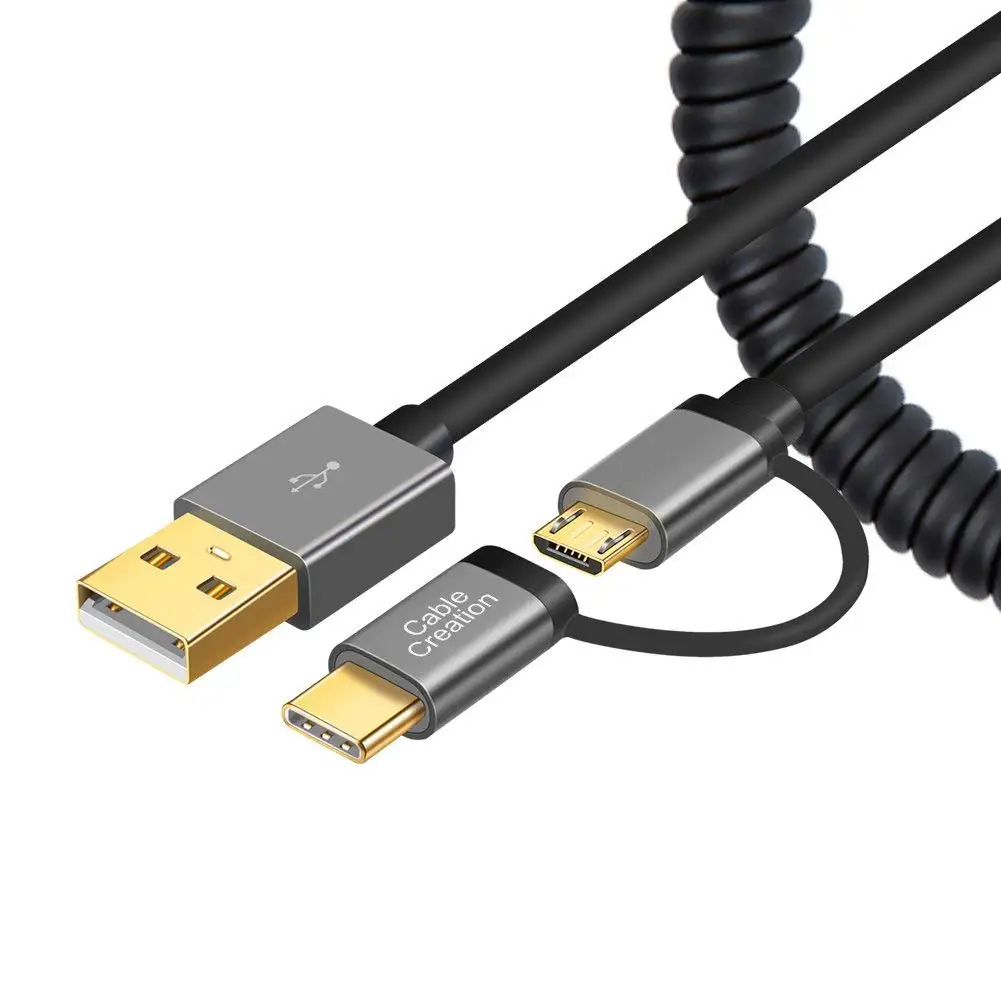 USB C и Micro 2 в 1 кабель JORINDO спиральный Type B совместим с устройствами Samsung S8 Android