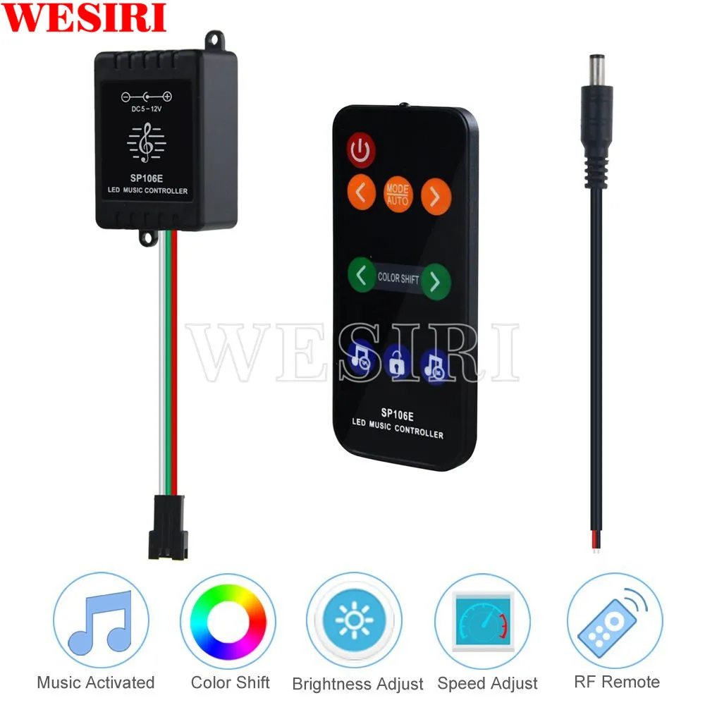 SP106E LED RGB музыкальный контроллер со звуковым активированным беспроводным
