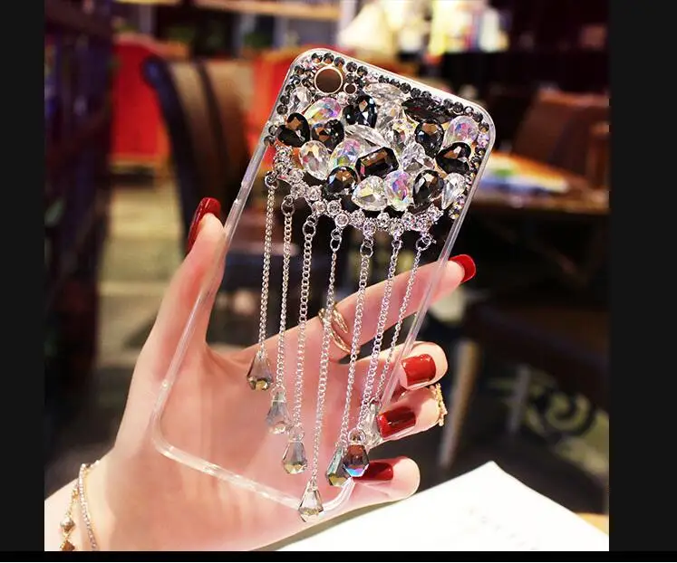 LaMaDiaa для iphone11 12 pro X XS чехол MAX XR Bling Черный Белый бриллиант кисточка Стразы Чехол