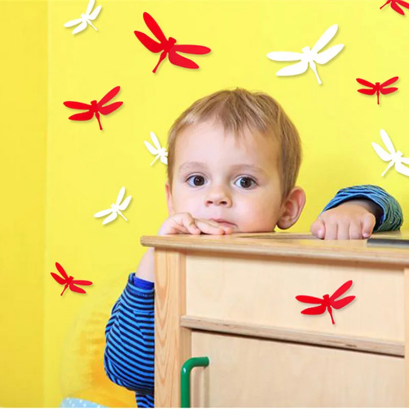 12 шт./компл. 3D наклейка для украшения стрекозы домашний декор с животными съемные
