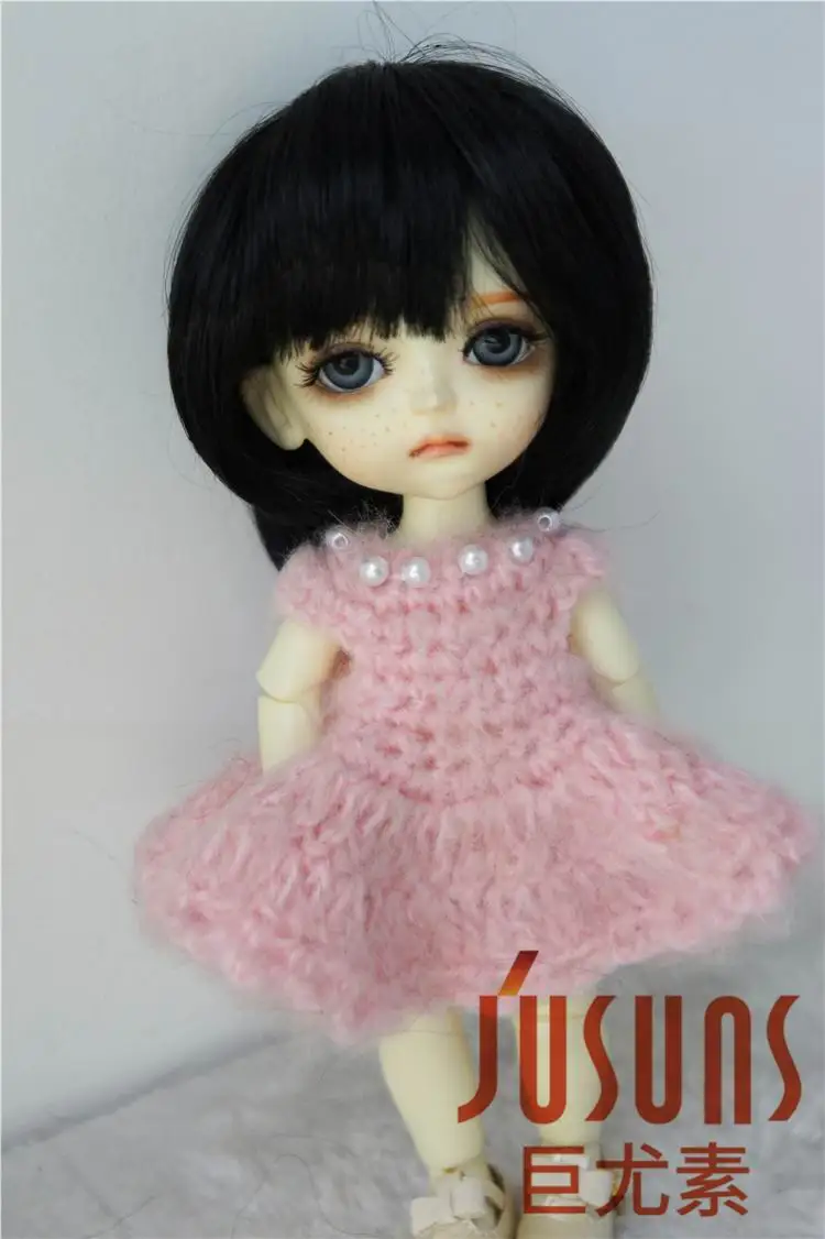 JD081 1/8 синтетическая мохер кукла парики Мода короткую стрижку парик, 5-6 дюймов крошечные куклы волосы куклы смолы аксессуары - Цвет: Black SM1