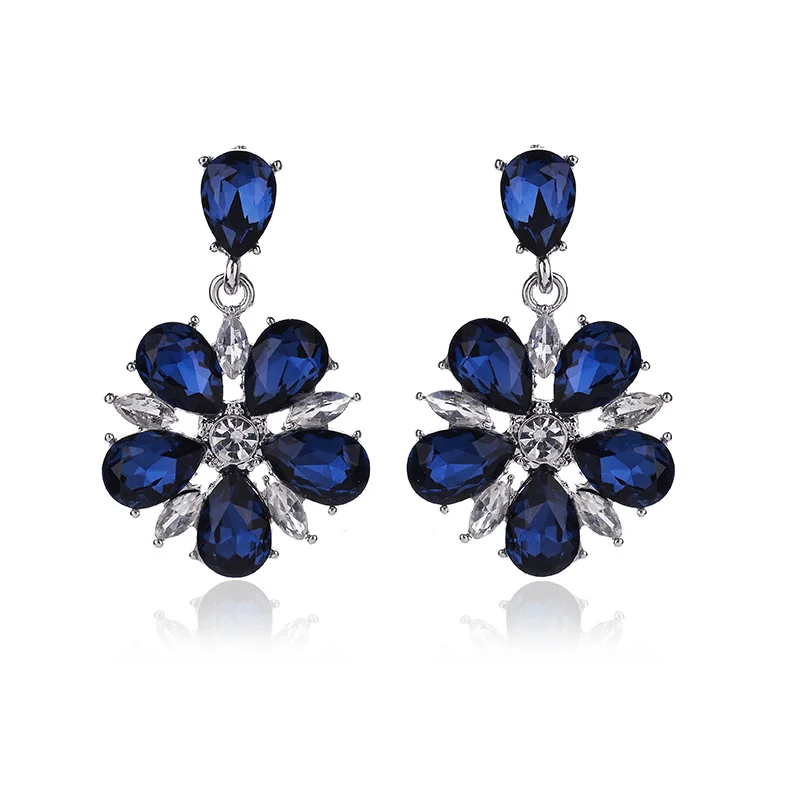 royal blue LUBOV 32 вида геометрические Кристальные серьги для пирсинга с голубым камнем золотые, серебряные, металлические висячие серьги трендовые женские вечерние ювелирные изделия - Окраска металла: royal blue