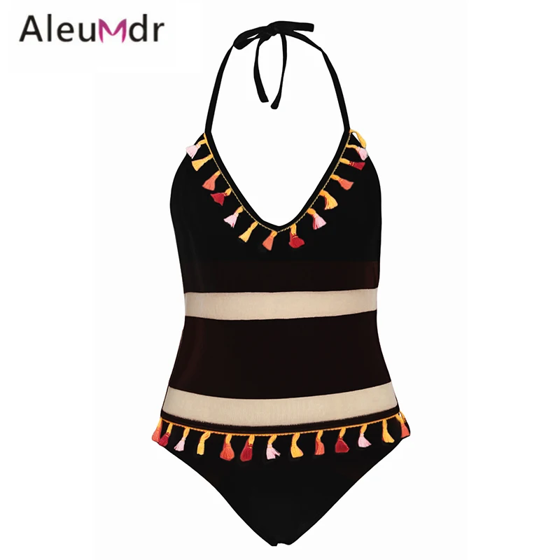 Aleumdr 2019 Новый Цельный купальник сексуальный красный сетчатый пэчворк спортивный