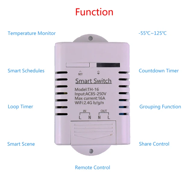 TH-16 WIFI Weatherproof Temperature Sensor Thermostat Intelligent Control Switch DS18B20 Monitor IOT Remote Controller 3