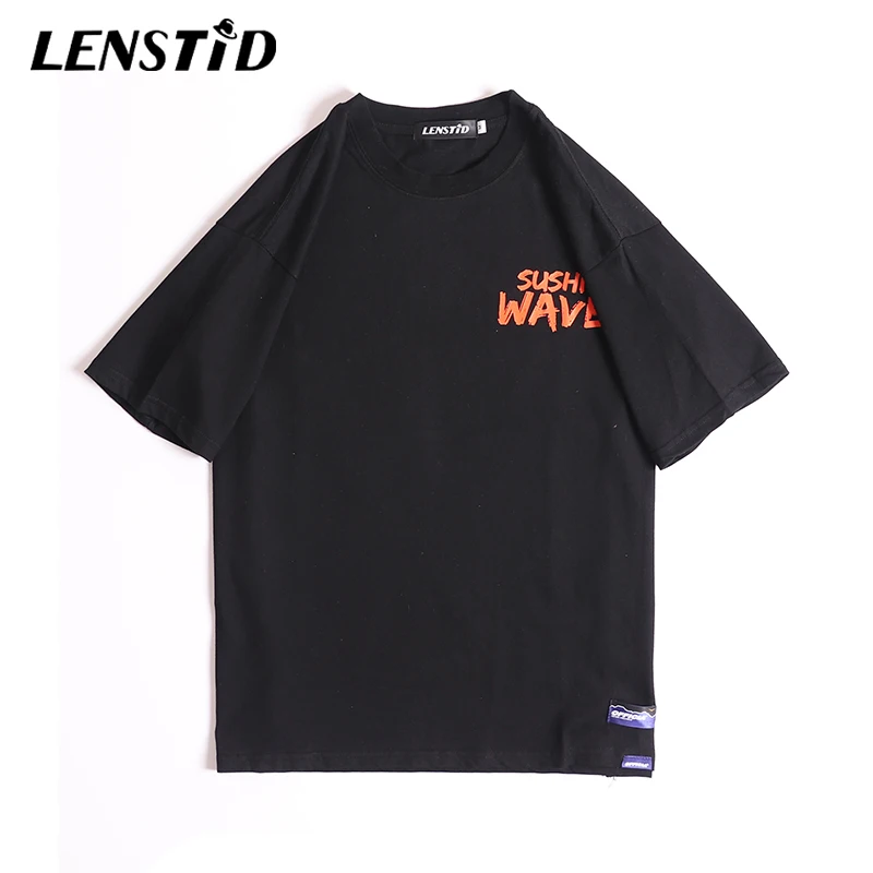 LENSTID японская Harajuku футболка мужская летняя хип хоп Футболка Sushi Wave Dragon одежда в