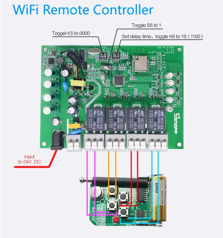 Интеллектуальный выключатель света Sonoff 4ch Pro R2 4-канальный WiFI переключатель c креплением на рейке Din Беспроводной интеллигентая(ый) РЧ пульт дистанционного управления Вкл/Выкл переключатель таймера умный дом eWeLink